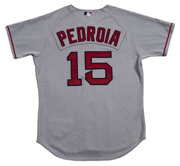 2008 Dustin Pedroia Game Used Boston Red Sox Road Jersey